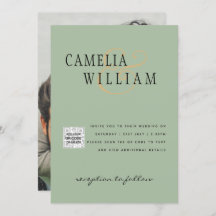 Chique foto trouwkaart QR code bewaar de datum gro