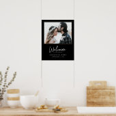 Chique foto zwart, wit en gouden huwelijks welkom poster (Keuken)