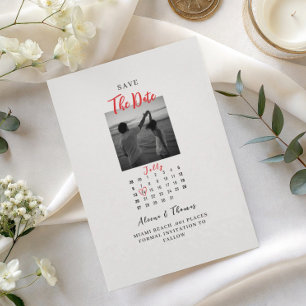 chique foto zwart-wit kalender save the date kaart