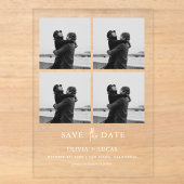 Chique Fotocollage Huwelijk Save The Date Acryl Uitnodigingen (Voorkant)