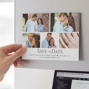 Chique fotorooster Huwelijk Save the Date magneet Magnetische Uitnodiging