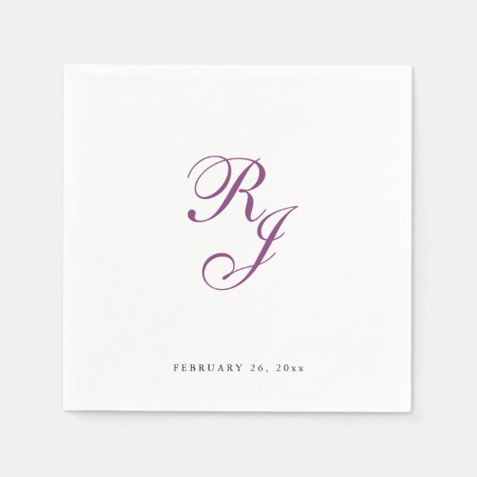 Chique framboos monogram bruiloft servetten (Voorkant)