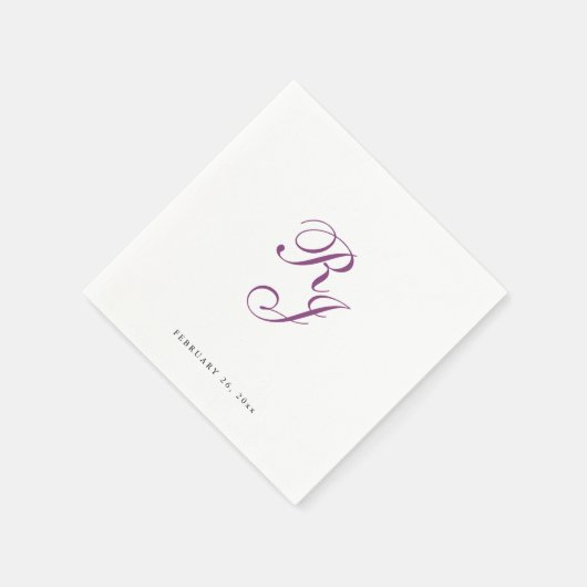 Chique framboos monogram bruiloft servetten (Hoek)