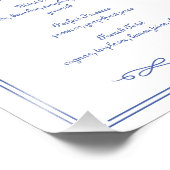 Chique Frans Blauw Bruiloft Handtekening Cocktail  Foto Afdruk (Hoek)