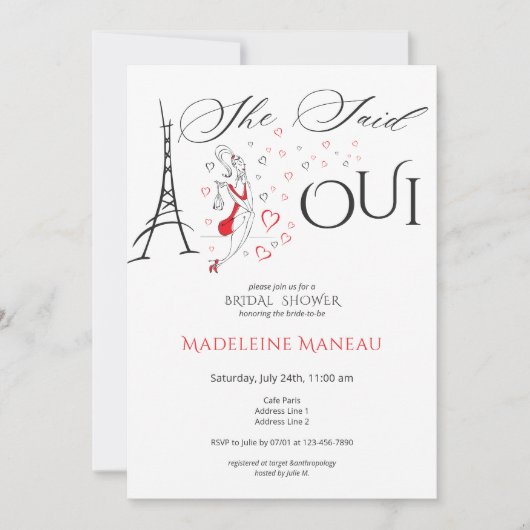 Chique Frans Parijzenaar Ze zei oui Vrijgezellenfe Kaart (Voorkant)