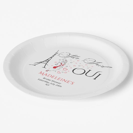 Chique Frans Parijzenaar Ze zei oui Vrijgezellenfe Papieren Bordje (Gekanteld)