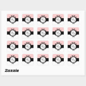 Chique Frans Zwart Monogrammen Damask Bruiloft Lab Vierkante Sticker (Vel)