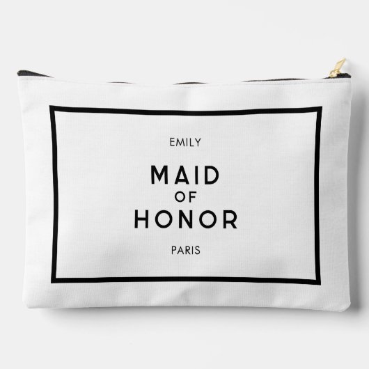 Chique Frans Zwart & Wit Maid of Honor Naam Etui (Achterkant)