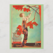 Chique Franse Art Nouveau Papegaai Vogelkooi Tuink Briefkaart (Voorkant)