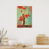 Chique Franse Art Nouveau Papegaai Vogelkooi Tuink Poster (Keuken)