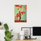 Chique Franse Art Nouveau Papegaai Vogelkooi Tuink Poster (Thuiskantoor)