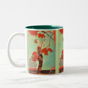 Chique Franse Art Nouveau Papegaai Vogelkooi Tuink Tweekleurige Koffiemok