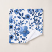 Chique  Franse Blauwe Bloempatronen Monogram Bad Handdoek (Wasdoekje)