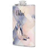 Chique Franse Blauwe Crème Blush Hoge Hakken Heupfles (Links)