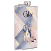 Chique Franse Blauwe Crème Blush Hoge Hakken Heupfles (Rechts)
