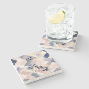 Chique Franse Blauwe Crème Blush Hoge Hakken Stenen Onderzetter