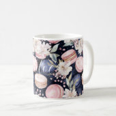 Chique Franse Blauwe Roze Macarons Koffiemok (Voorkant rechts)