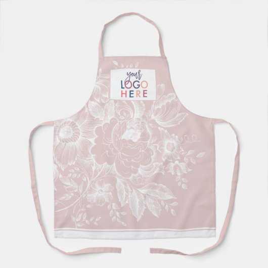 Chique Franse boerderij pioen uw bedrijf Logo Schort (Voorkant)