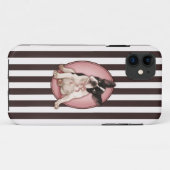 Chique Franse buldog en klassieke strepen Case-Mate iPhone Case (Achterkant (horizontaal))
