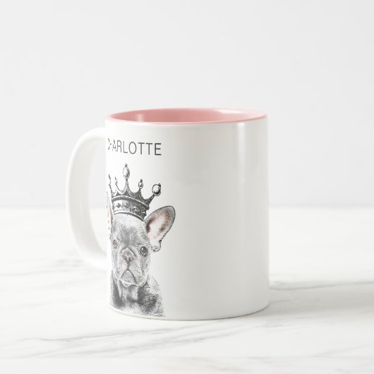 Chique Franse Bulldog franse kroon Tweekleurige Koffiemok (Voorkant links)