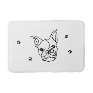 Chique Franse Bulldog Line Art: Bewerken Jouw teks Badmat