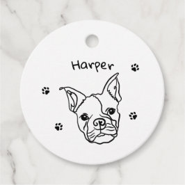 Chique Franse Bulldog Line Art: Bewerken Jouw teks Bedankjes Labels