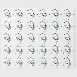 Chique Franse Bulldog Line Art: Bewerken Jouw teks Cadeaupapier