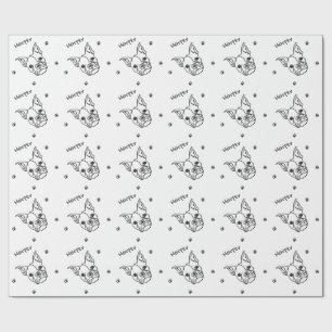 Chique Franse Bulldog Line Art: Bewerken Jouw teks Cadeaupapier