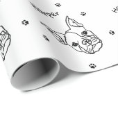 Chique Franse Bulldog Line Art: Bewerken Jouw teks Cadeaupapier (Rol Hoek)