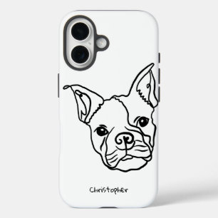 Chique Franse Bulldog Line Art: Bewerken Jouw teks iPhone 16 Hoesje