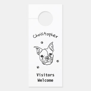 Chique Franse Bulldog Line Art: Bewerken Jouw teks Deurhanger
