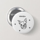 Chique Franse Bulldog Line Art: Bewerken Jouw teks Ronde Button 5,7 Cm (Voorkant /achterkant)