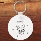 Chique Franse Bulldog Line Art: Bewerken Jouw teks Sleutelhanger (Achterkant)
