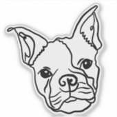 Chique Franse Bulldog Line Art: Bewerken Jouw teks Sticker (Voorkant)