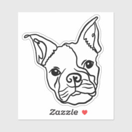 Chique Franse Bulldog Line Art: Bewerken Jouw teks Sticker
