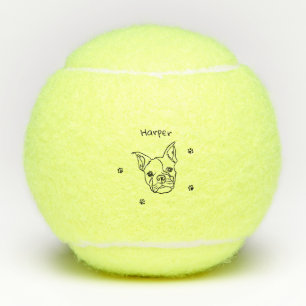 Chique Franse Bulldog Line Art: Bewerken Jouw teks Tennisballen