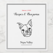 Chique Franse Bulldog Line Art: Bewerken Jouw teks Wijn Etiket (Enkel label)