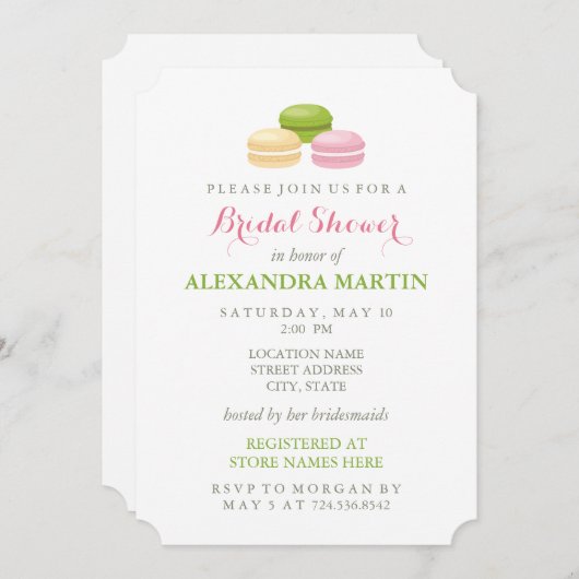 Chique Franse Macaron Bruidsmeisjesfeest Kaart (Voorkant / Achterkant)