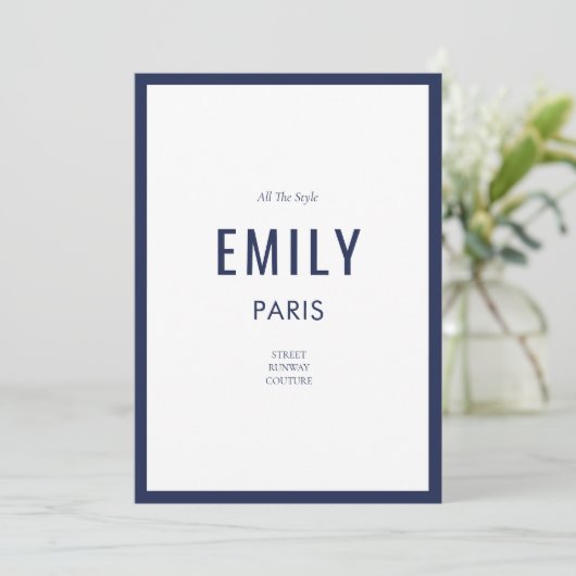Chique Franse Navy Beauty / Mode Merk Note Kaart (Staand voorkant)