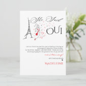 Chique Franse Parijse Ze zei Oui Bruidsfeest Bedankkaart (Staand voorkant)