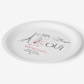 Chique Franse Parijse Ze Zei Oui Bruidsfeest Papieren Bordje (Gekanteld)