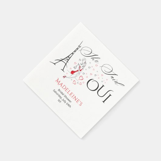 Chique Franse Parijse Ze Zei Oui Bruidsfeest Servet (Hoek)