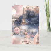 Chique Franse Roze Blauwe Parijs Eiffeltoren Verja Kaart (Achterkant)
