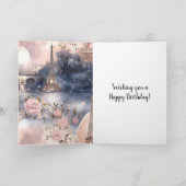 Chique Franse Roze Blauwe Parijs Eiffeltoren Verja Kaart (Binnen)