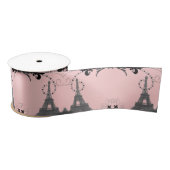 Chique Franse roze grijs  Parijs Eiffeltoren Satijnen Lint (Spoel)
