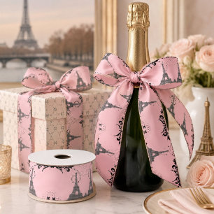 Chique Franse roze grijs vintage paris eiffeltoren Satijnen Lint