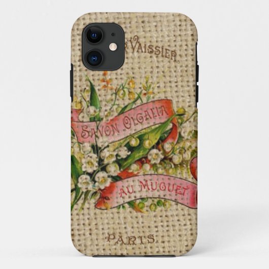 Chique Franse scripts Victoriaans bloemenkrans Par Case-Mate iPhone Case (Achterkant)