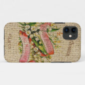 Chique Franse scripts Victoriaans bloemenkrans Par Case-Mate iPhone Case (Achterkant (horizontaal))