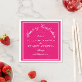 Chique Fuchsia Bruiloft Elegante Witte Script Name Servet (Insitu)