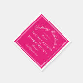 Chique Fuchsia Bruiloft Elegante Witte Script Name Servet (Hoek)